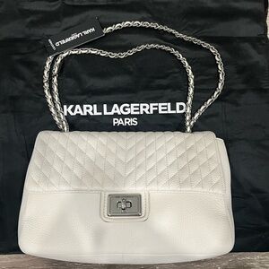Karl Lagerfeld White Quilted Shoulder Bag